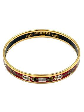 Hermes Enamel Gold Multicolor Bracelet Bangle